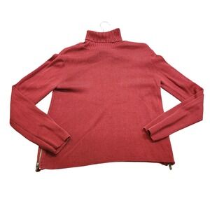 Linea By Louis Dell'Olio Sweater Womens Small Red Turtleneck Zip Hem Pullover